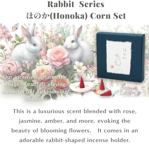 Hasegawa Rabbit Series Incense Cone Set 10 Cones with Holder