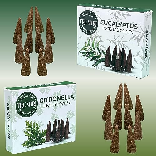 TRUMIRI Incense Cones - 20 Pack of Citronella Eucalyptus