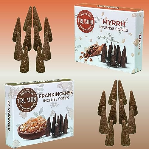 TRUMIRI Incense Cones - 20 Pack 10 Frankincense 10 Myrrh