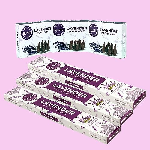 Lavender Incense Sticks Cones Combo Pack - 60 Sticks 30 Cones