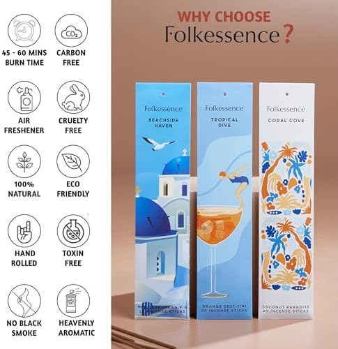 Folkulture Incense Sticks Set of 6 with 120 Sticks 45 Mins Burn Time