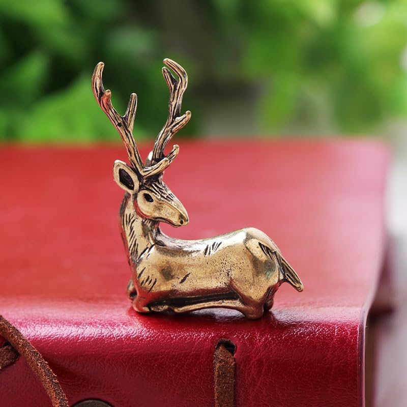 4Pcs Adorable Deer Figurine Solid Brass Decor