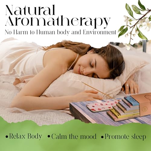 Raajsee Natural Incense Sticks Variety Pack - 120 Sticks 6 Scents Organic Non Toxic Boho Gift Set