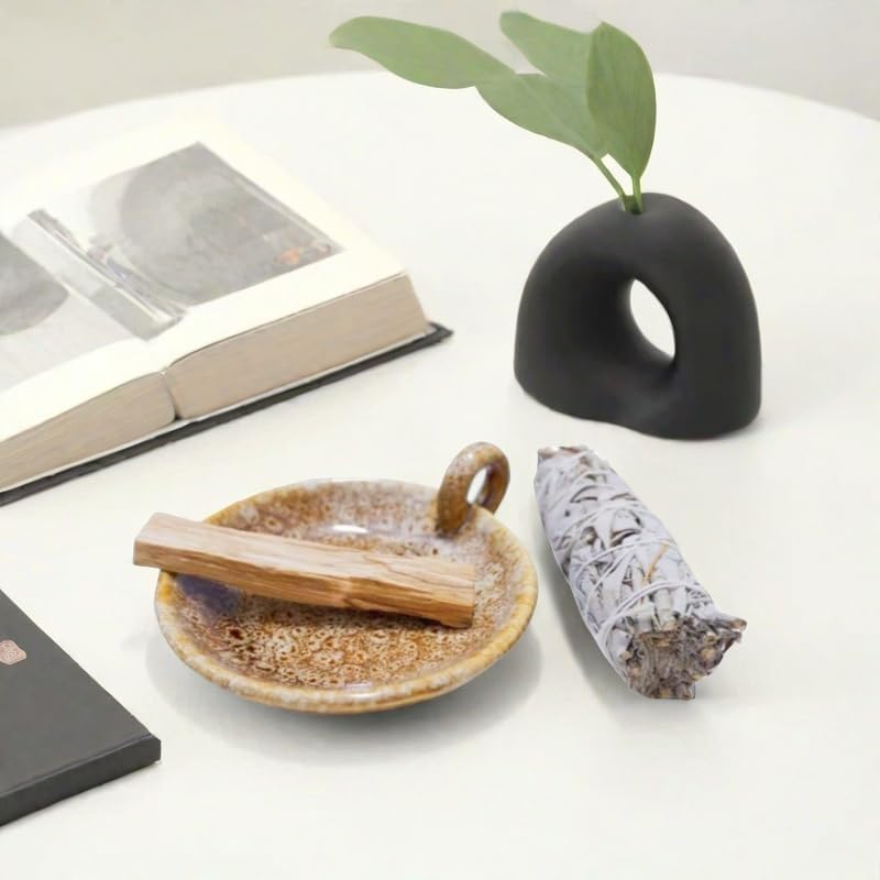 DEIYVON Ceramic Incense Holder Candle Plate for Palo Santo and Flameless Candles