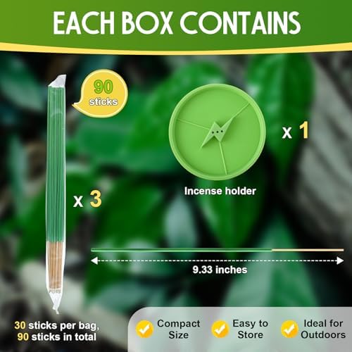 Qualirey 90 Pcs Citronella Incense Sticks for Outdoor Use