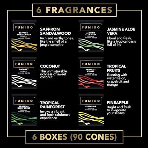 Fumino Incense Cones Tropical Multipack 6 Boxes 90 Pieces
