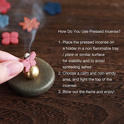 Asayu Japan Flower Pressed Incense Set with Brass Holder 12PCS