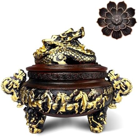 Dragon Resin Incense Burner with Lid and Stand