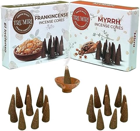 TRUMIRI Incense Cones - 20 Pack 10 Frankincense 10 Myrrh