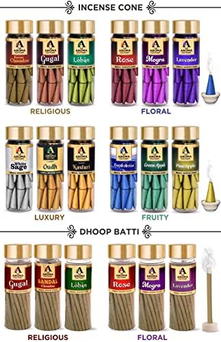 The Aroma Factory Incense Dhoop Cone Lavender 1 Bottle x 30 Cones