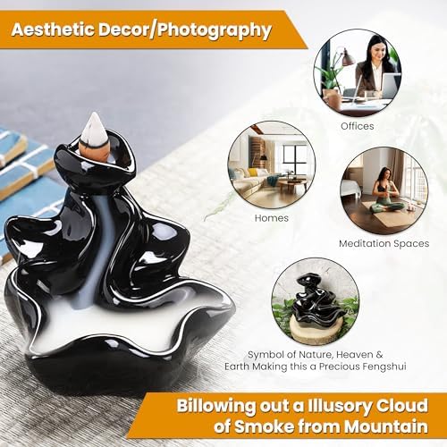 Ceramic Backflow Incense Holder Waterfall Burner Set