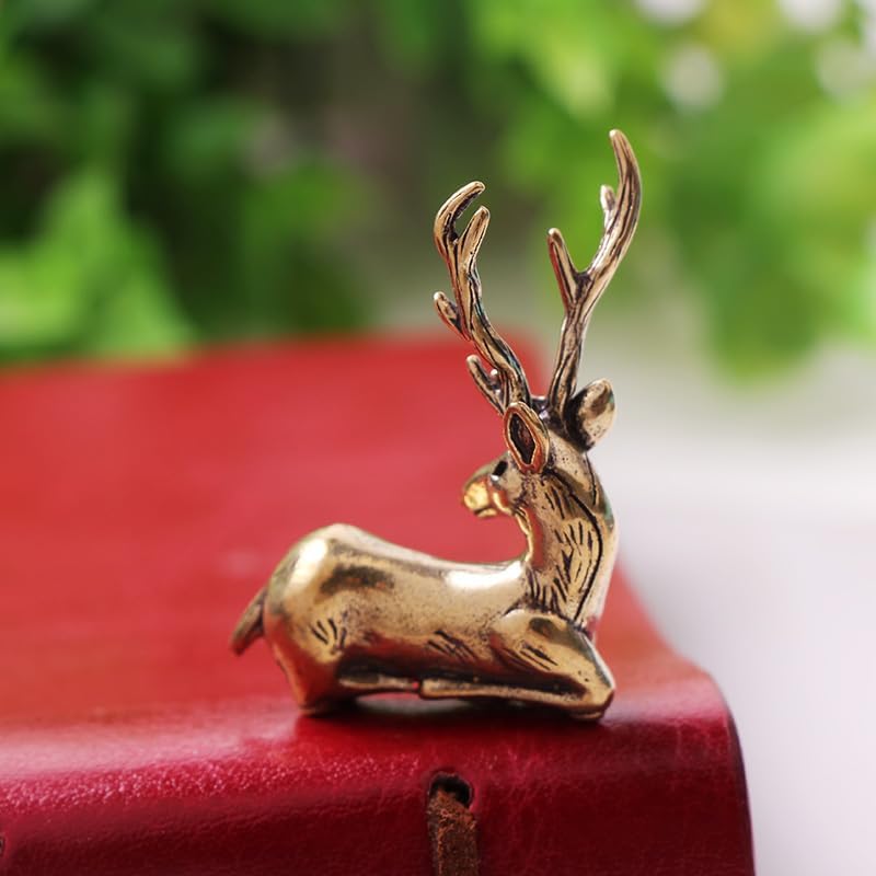 4Pcs Adorable Deer Figurine Solid Brass Decor