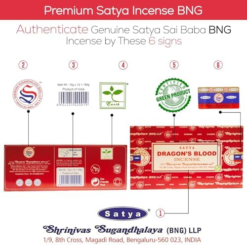 Raajsee Satya Dragon Blood Incense Sticks 15gmx12 Pack with Holder Bundle