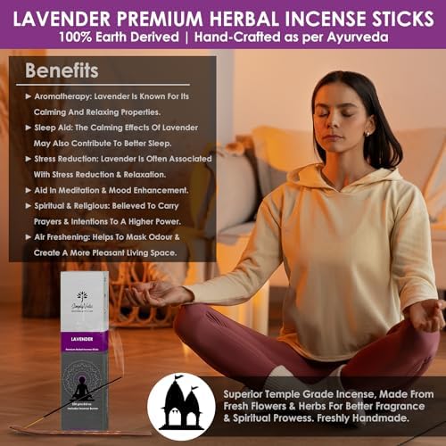 Lavender Incense Sticks with Holder 135 Charcoal-Free Agarbatti for Meditation and Relaxation