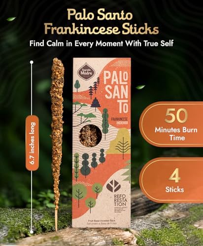 4pcs Wildly Harvested Palo Santo Incense Sticks with Frankincense