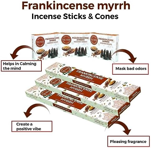 Frankincense Myrrh Incense Sticks and Cones Combo Pack