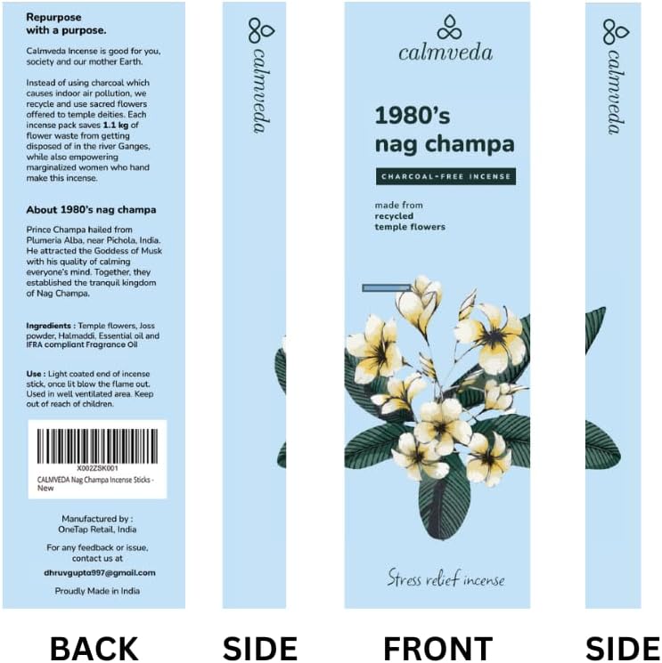 Calmveda 1980s Nag Champa Incense Sticks 80 Sticks