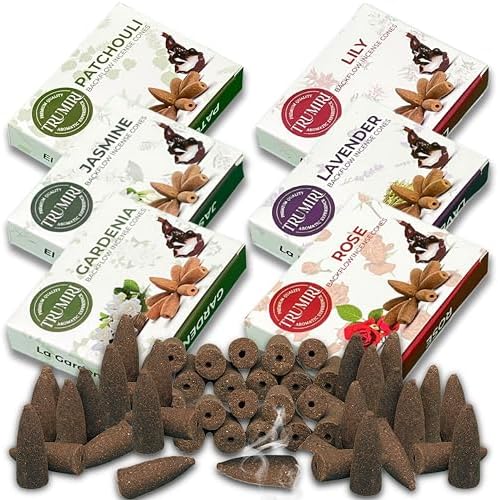 Trumiri Floral Backflow Incense Cones - 60 Large Variety Pack