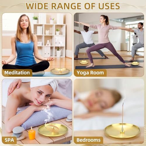 Baderke 4 in 1 Incense Burner Set 12 Pieces Brass Holder for Sticks Coils Cones and Ash Catcher
