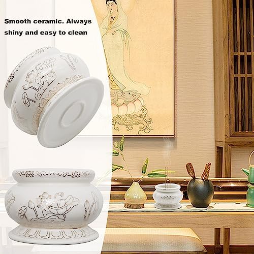 4-Inch White Ceramic Incense Burner Pot for Meditation and Prayer