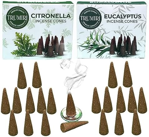 TRUMIRI Incense Cones - 20 Pack of Citronella Eucalyptus