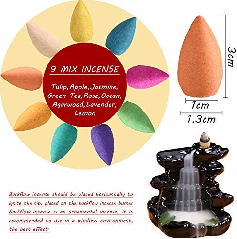 OTOFY Backflow Incense Cones - 360 Pcs Natural Waterfall Scents for Meditation Yoga Gift