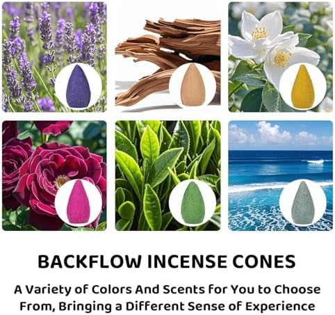 Backflow Incense Cones for Waterfall 108PCS 6 Scent Options
