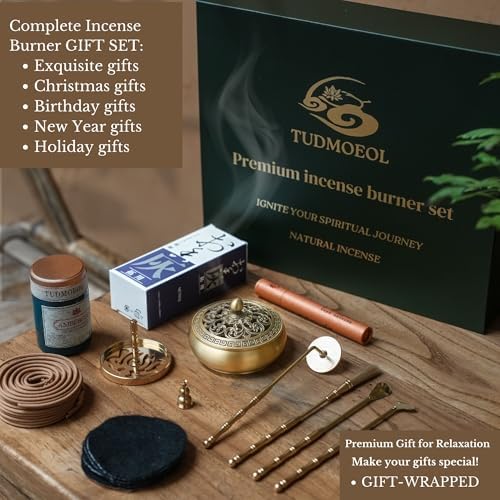 Copper Incense Burner with 16Pcs Tool Kit for Incense Making - Perfect for Yoga Meditation