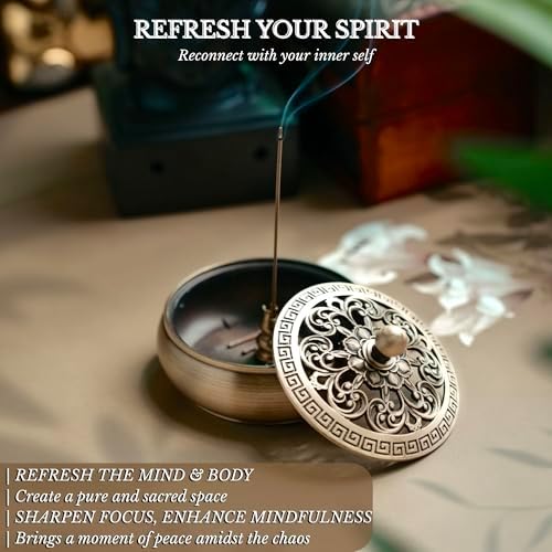 Copper Incense Burner with 16Pcs Tool Kit for Incense Making - Perfect for Yoga Meditation