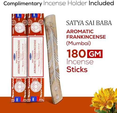 Satya Aromatic Frankincense Incense Sticks 180gm 12Pack Raajsee Holder Bundle