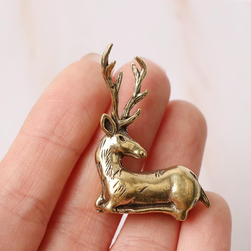 4Pcs Adorable Deer Figurine Solid Brass Decor