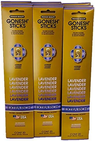 Gonesh Incense Sticks Lavender 12 Pack 20 Sticks Per Pack