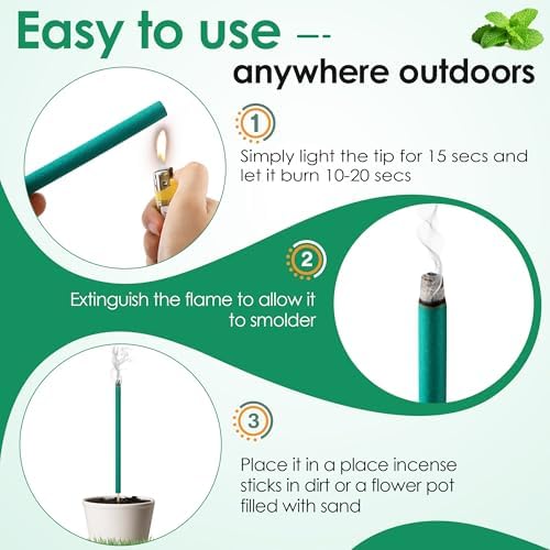 Qualirey 24 Pcs Citronella Incense Sticks for Outdoor Use
