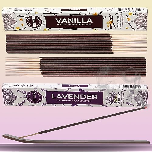 Trumiri Organic Incense Sticks - 40 Pack 20 Vanilla 20 Lavender