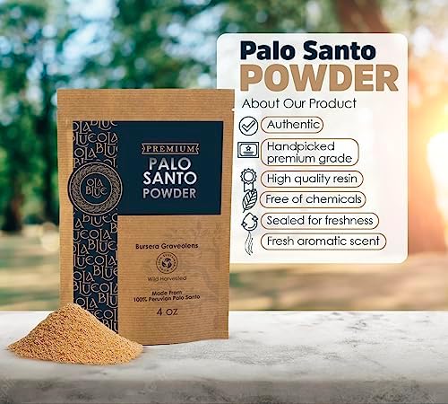 OLA BLUE Palo Santo Powder 4oz Natural from Peru for Smudging and Meditation