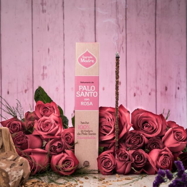 Sagrada Madre Palo Santo Incense Sticks - Rose Scent 9 Inches 16 Pieces