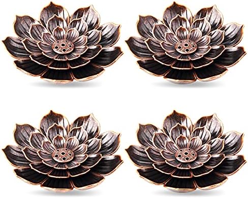 4Pack Brass Incense Holders with Ash Catcher for Home Office Decor