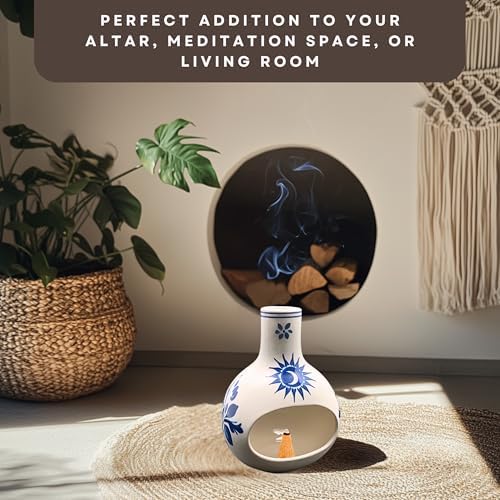 Ceramic Palo Santo Burner with Ash Catcher Floral Design