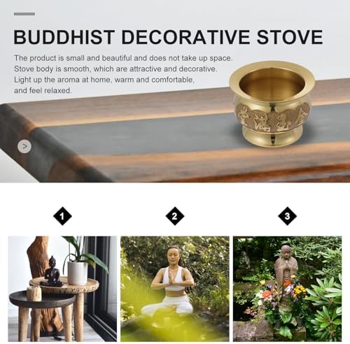 HEALLILY Buddhist Incense Holder Copper Offering Bowl Decor
