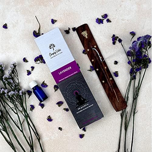 Lavender Incense Sticks with Holder 135 Charcoal-Free Agarbatti for Meditation and Relaxation