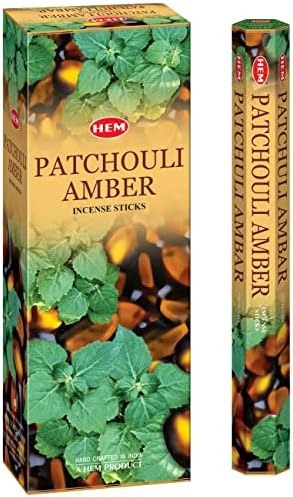 HEM Patchouli Amber Incense Sticks - 120 Sticks 6 Boxes 9 Inches Long
