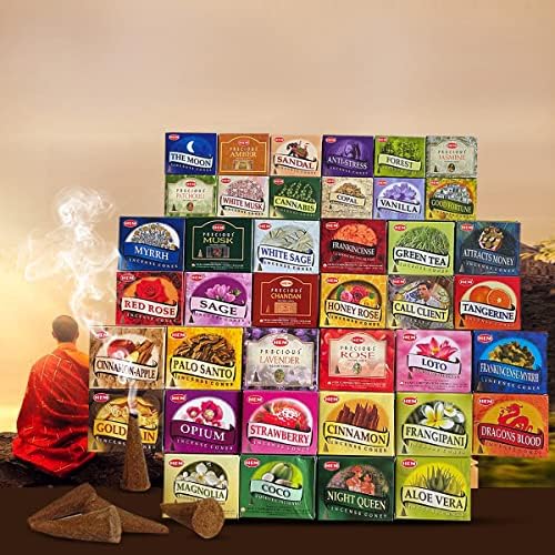 Hem Incense Cones Variety Pack of 12 with Holder