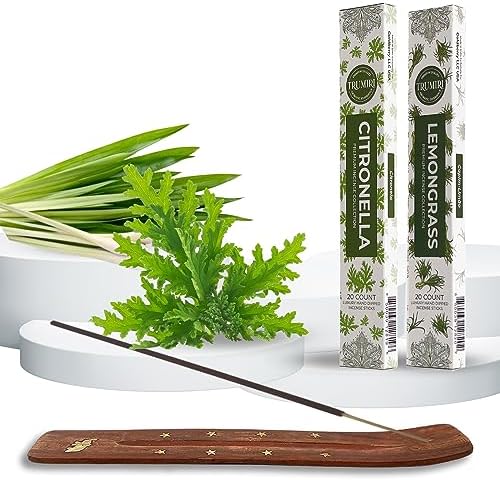 TRUMIRI Organic Incense Sticks - 40 Pack 20 Citronella 20 Lemongrass