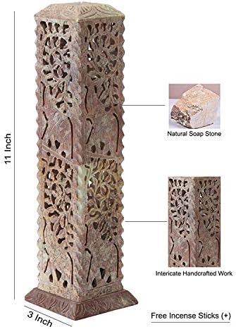 Handmade Carving Soapstone Incense Stick Holder Tower