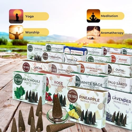 Trumiri Incense Cones 120 Pack with 12 Scents