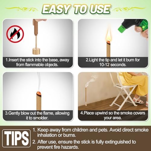 Bigmeta 24 Pcs Thicker Citronella Incense Sticks for Outdoor Use