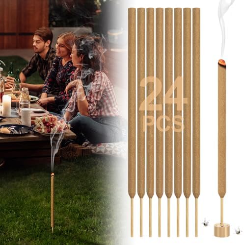 24 Pcs Citronella Incense Sticks with Holder for Outdoor Use
