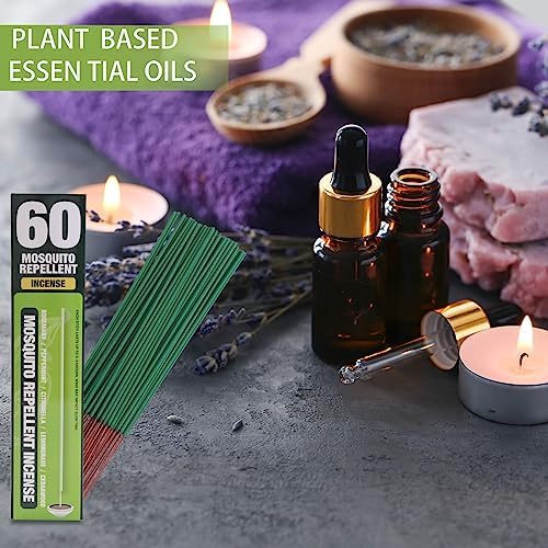 60 Mosquito Repellent Incense Sticks - Natural Citronella for Outdoor Use