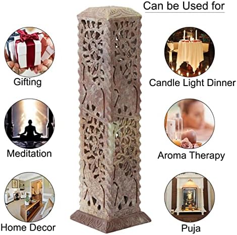 Handmade Carving Soapstone Incense Stick Holder Tower