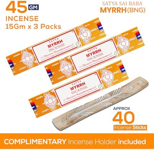 Satya Nagchampa Myrrh Incense Sticks 45 GMS with Raajsee Holder